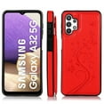 thumbnail image 2 of Galaxy A32 5G Case,Dteck Magnetic Leather Pattern Hybrid Rubber Shockproof Case Card Holder Wallet Back Kickstand Flip Cover for Samsung Galaxy A32 5G ,Red, 2 of 7
