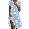 thumbnail image 2 of Ovzne Robes pour Femmes 2025 Robe Femmes Mode Femmes Imprimé Fleur Col en V Manches Courtes Robe Ample et Confortable Robe de Vacances Manches Courtes Imprimée Liquidation, 2 of 6