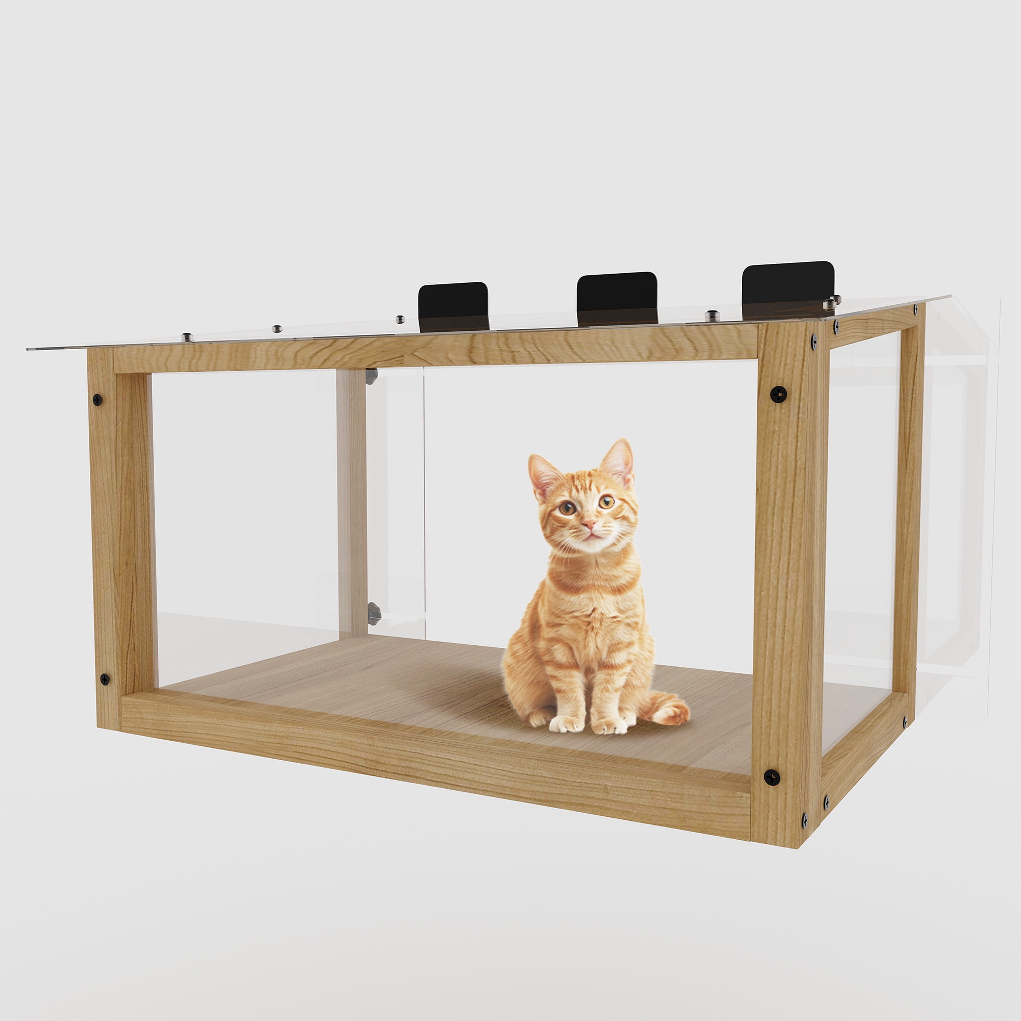 Zephypaws Cat Window Box,Universal Cat Window Perch Catio with Waterproof Transparent Top Fits Double Hung Frames 24"to 36“ Wide,for Sunbathing, Napping & Nature Viewing
