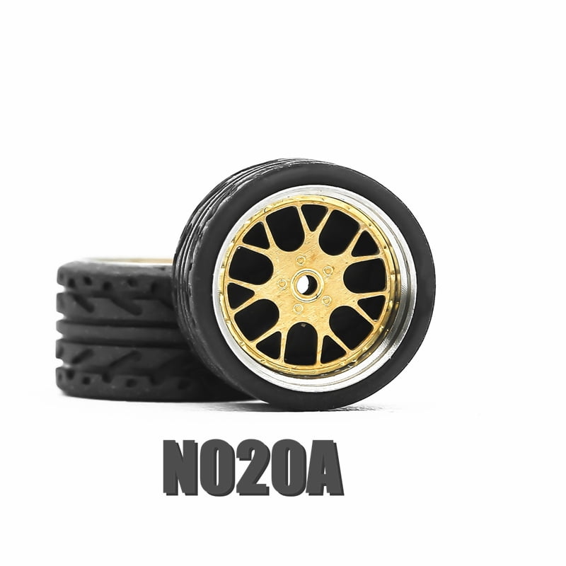 1/64 Hot Wheels Carlomo N-Class 2 Detail-up Sets Wheels With Rubber Tires Assembly Rims for Model Car Tomica 4pcs Set N020A