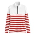 thumbnail image 4 of QUNYINEY Striped Womens Trendy Tops 2026 Casual Spring Long Sleeve Shirt Loose Fit Pullover Mock Neck Quarter Zip Womens Blouses, 4 of 5
