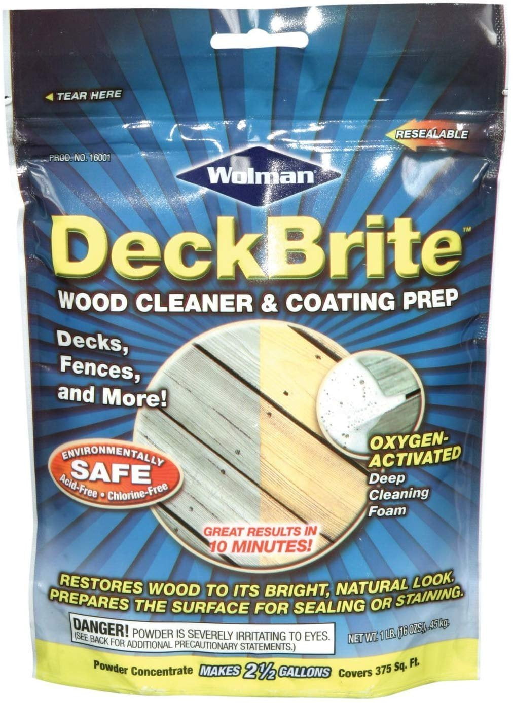 Rust-Oleum 16001 Pouch Wolman Deckbrite Wood Cleaner and Coating Prep