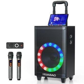 RHM K666PLUS Karaoke Machine with RGB Lights, 2 Wireless Mics