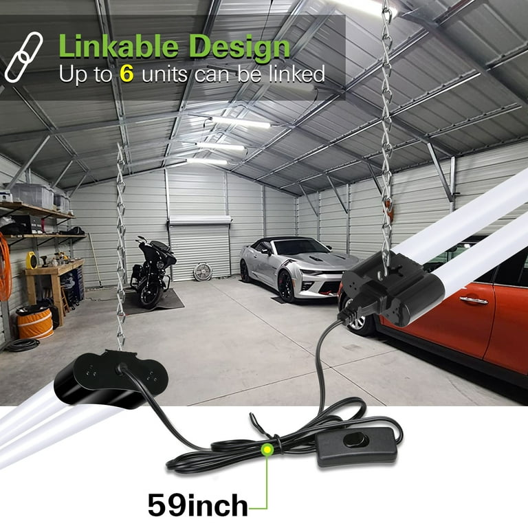 Linkable 4200lm LED Shop Light, 4ft 42w Ceiling Lights, 4000k Neutral White  For Garage, Basement, Workshop, Suspension Mount, With Pull Chain, Energy  Star Rebates Available