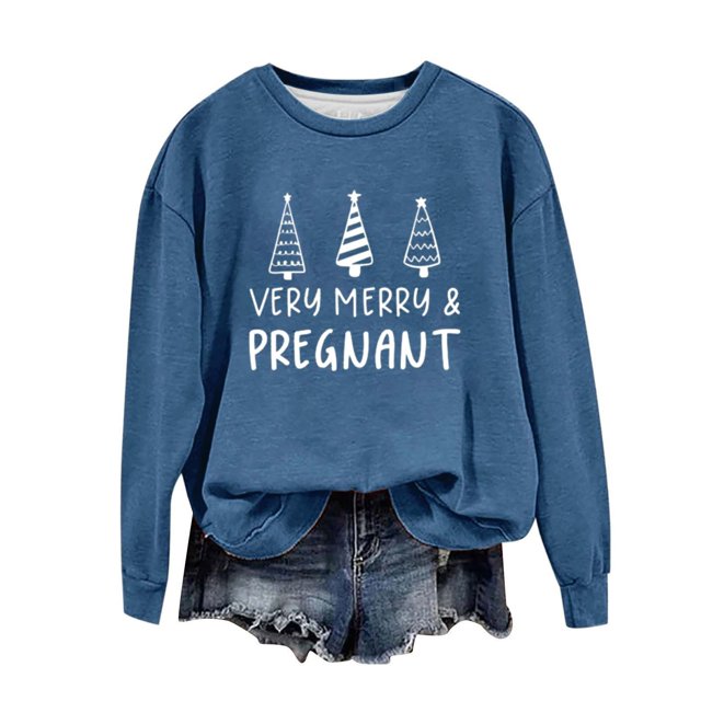 Birdeem Chandail de Noël pour Femmes Col Rond Imprimé Ample Manches Longues Sans Capuche