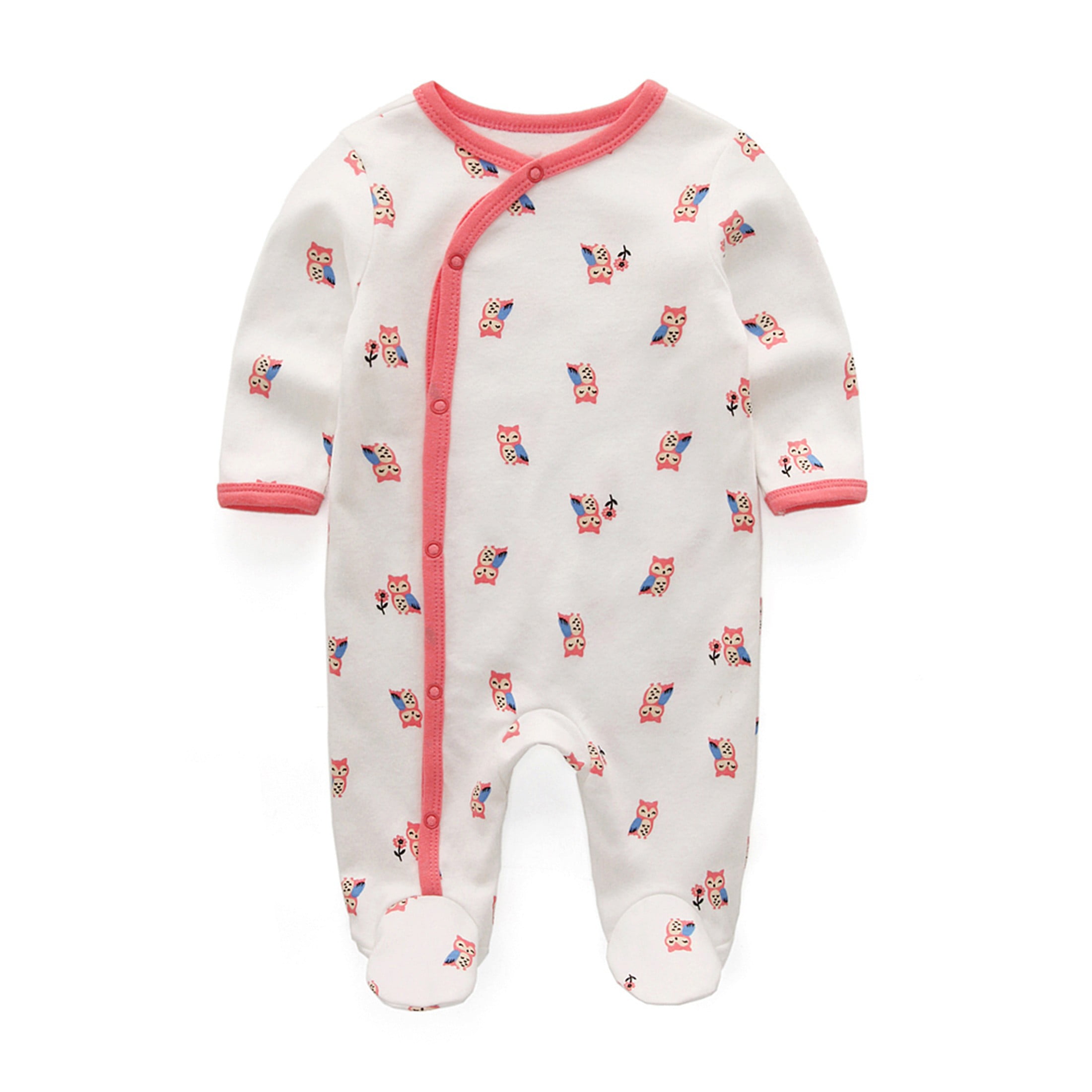Zavbaby Unisex Newborn 3 Pieces Sleep´N Play Footed Pajamas Cotton Cartoon Rompers Infants Outfit ，Size:0-12Months