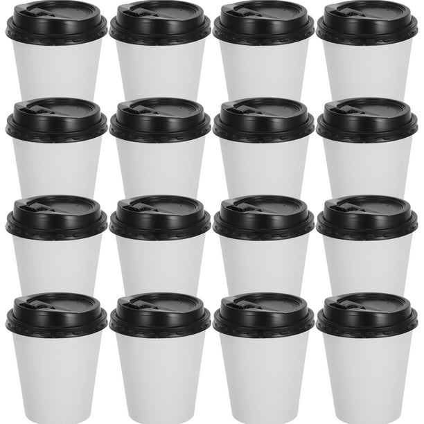 WORGEOUS 50 tazas de café desechables de aislamiento para llevar taza de papel de doble capa con tapa (12 oz, 350 ml)