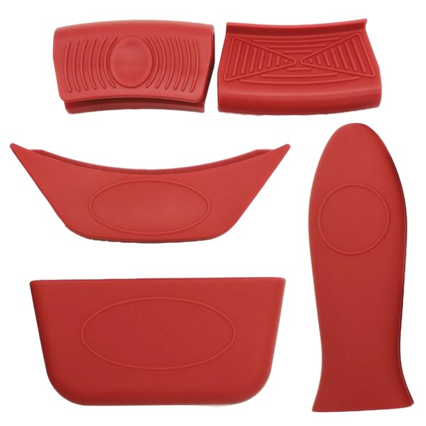 Soporte de mango caliente de silicona Baoblaze 5 unids set piezas de protección térmica rojo
