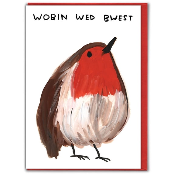 Christmas Card - Funny Wobin Wed Bwest Xmas Card
