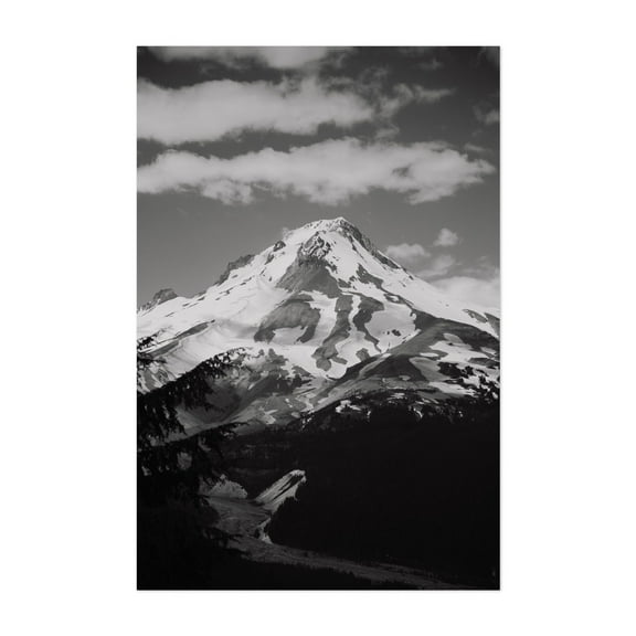 Mount Hood Black and White - Oregon Photography Black and White Mountain Nature Landscape Scenic Snow Wilderness Unframed Wall Art Print 4 x 6 inches