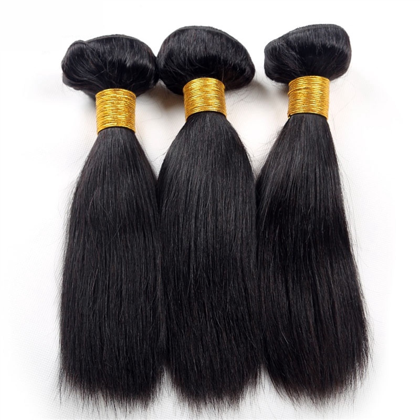 Straight Bundles 100% Unprocessed Human Hair Bundles Virgin Hair 3 Bundles Short Brazilian Straight Weave Hair Extensions, Natural Blacka