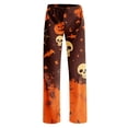 thumbnail image 4 of IYYVV Halloween Pajama Pants Women Cute Funny Pumpkin Print Pajamas Casual Elastic Waist Palazzo Pants Fall Pajamas Saffron M, 4 of 9