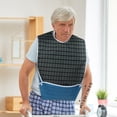thumbnail image 2 of Miangastore Adult Bib Plaid Pattern Washable Buttons Closed Eldly Bib Clothing Protector for Mealtime, 2 of 8