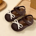 thumbnail image 5 of Viluyesy Girls Mary Jane Shoes Hook Loop Breathable Hollow Out Bow Closed Toe Soft Sole Princess Dress Shoes Brown Size 5.5 Toddler, 5 of 7