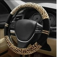 thumbnail image 2 of Luxury Leopard Print Fashionable Plush Car Steering Wheel Cover, Universal Fit, Keep Warm for Car SUV, Beige and Black, 2 of 11