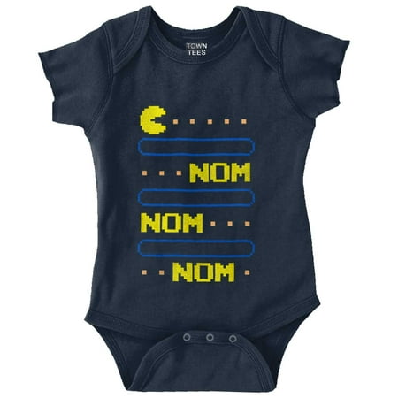

PACMAN Nom Nom Hungry Foodie Gamer Romper Boys or Girls Infant Baby Brisco Brands 6M