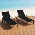 thumbnail image 3 of Harbweb Outdoor Chaise Lounge Chair Set of 2, 5-Position Adjustable Sun Tanning Chair with Pillow, Aluminum Patio Lounge Chair with Wheels & Armrests for Garden, Beach, Patio, Pool, Black, 3 of 8