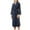 Navy, variant on Ujnder Unisex Pocket Breathable Knee Length Bathrobe Splicing Soft Sleepwear SPA Robe Grey XL