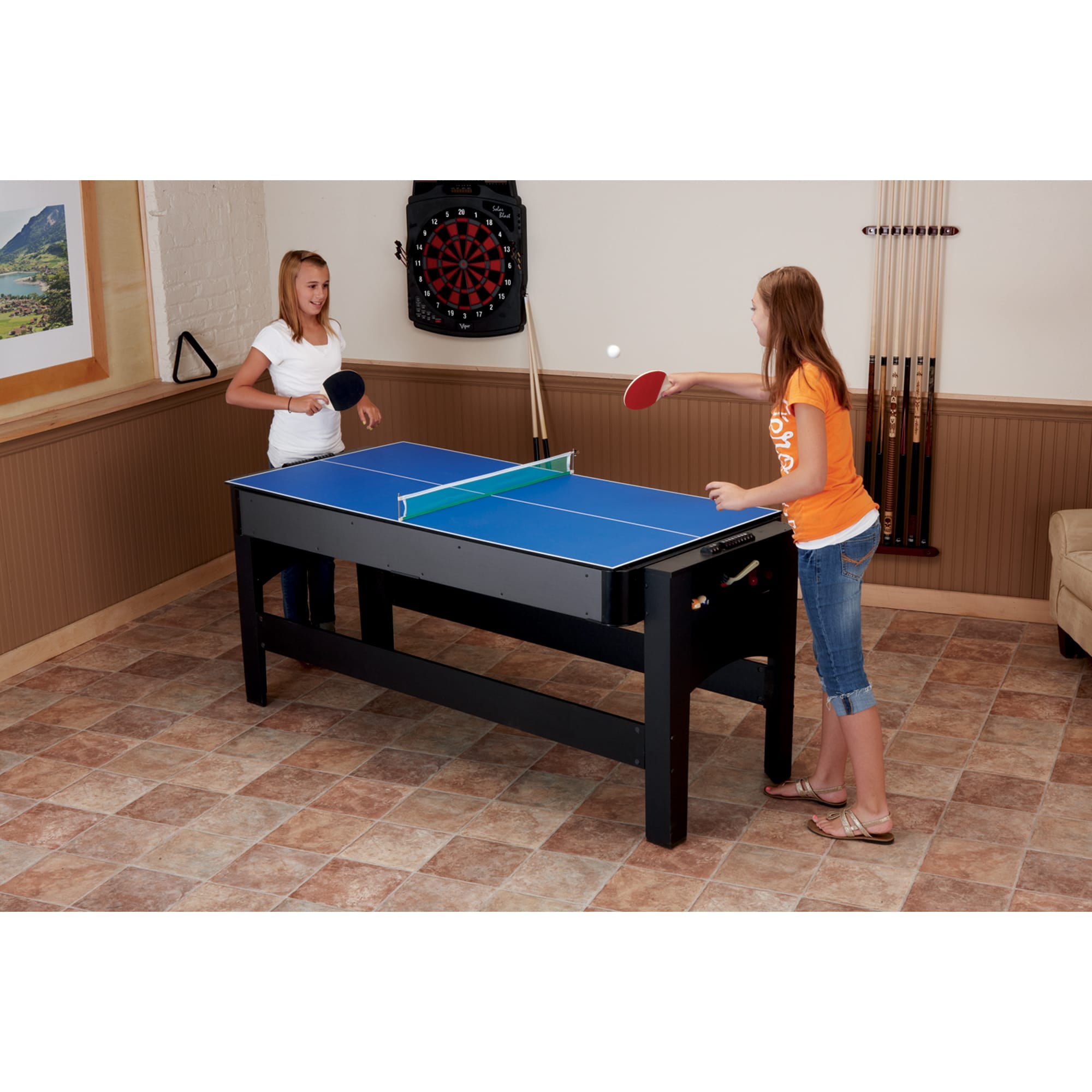 Fat Cat 3 In 1 6 Flip Multi Game Combo Table Plays Pool Table Hockey And Table Tennis 3 Different Games In The Same Space With Easy Flip Mechanism