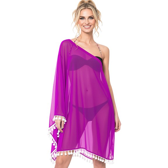HAPPY BAY Women's Beachwear Swimsuit Coverups for Women Summer Swim Beach Dress Cover ups for Swimwear Women Loose Wear Bathing Suit Cover-up 1X-2X Royalty Purple_AC684