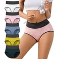 thumbnail image 2 of Cotton Underwear Womens High Waisted Briefs Full Coverage Postpartum C Section Soft Breathable Granny Panties 5 Pack, 2 of 2