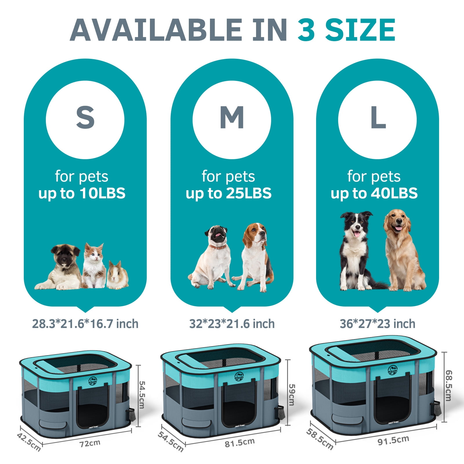 BEBANG Dog Playpen, Pet Playpen for Indoors Outdoor for Small Dogs Portable Pet Crate Kennel House for Cats Rabbit Kitten(L)