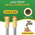 thumbnail image 6 of Garden Hose - Short Water Leader Metal Hose 75 FT with Female to Male Fitting, Flexible, Heavy Duty Hose Extension for Outdoor Hose Reel、Dehumidifier、RV、304 Stainless Steel, 6 of 6