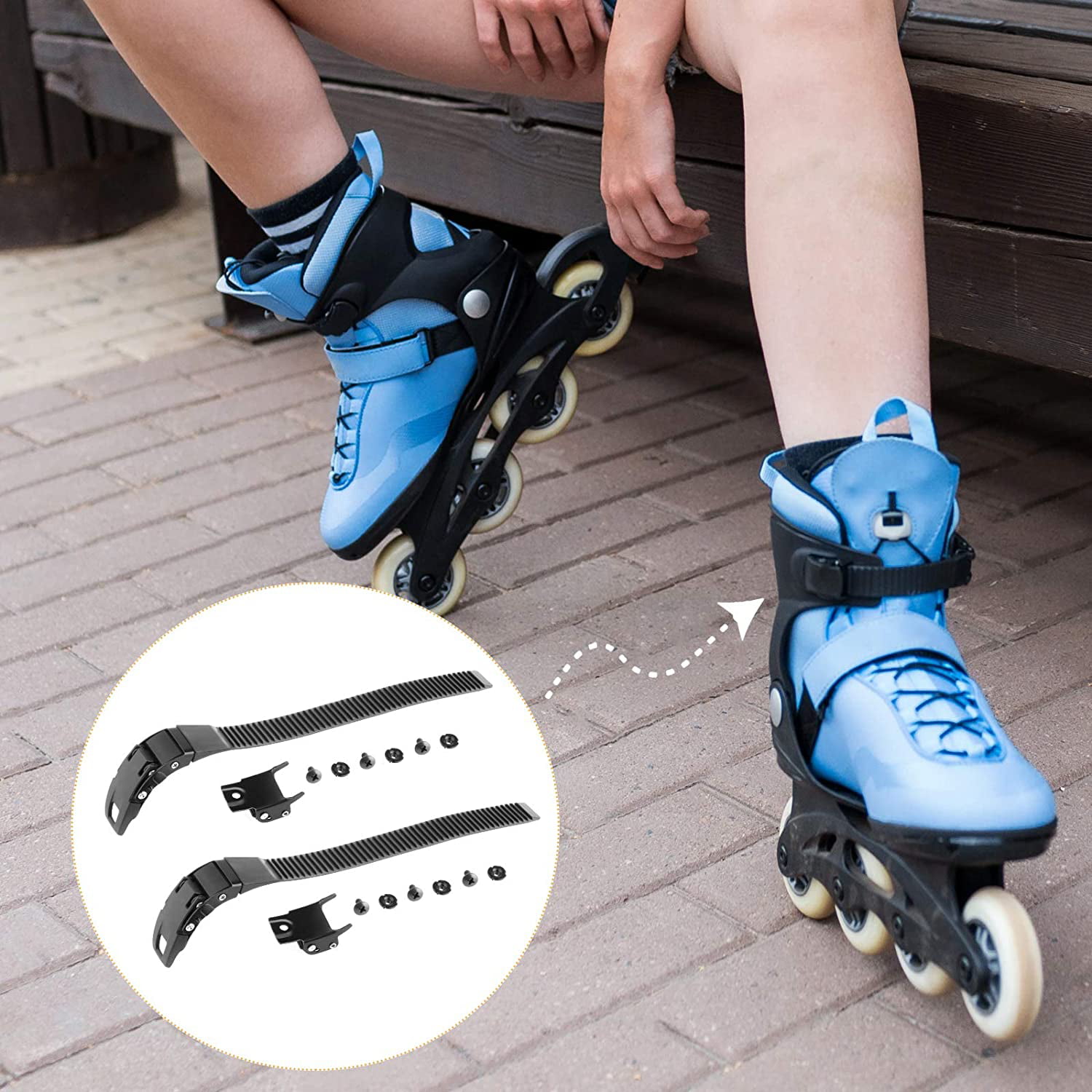 2 Pieces Replacement Inline Roller Skate Shoes Strap with Screws and Nuts 
