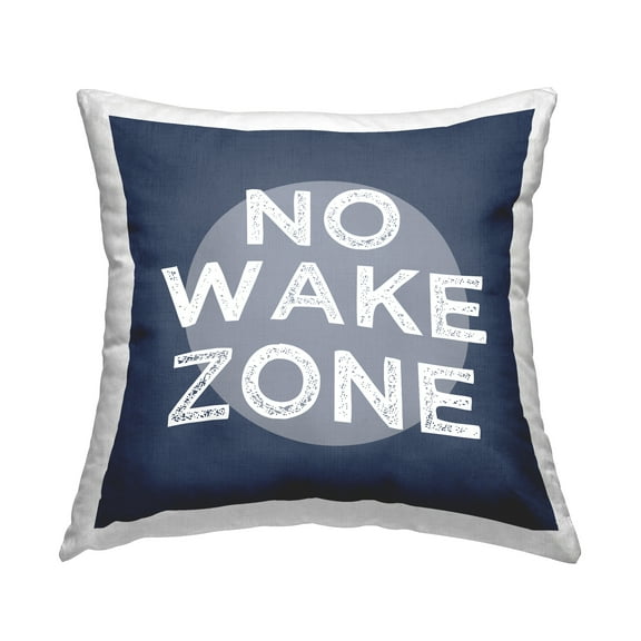 Stupell Industries No Wake Zone Nautical Phrase Bold Coastal Blue,18 x 7 x 18 Decorative Pillows