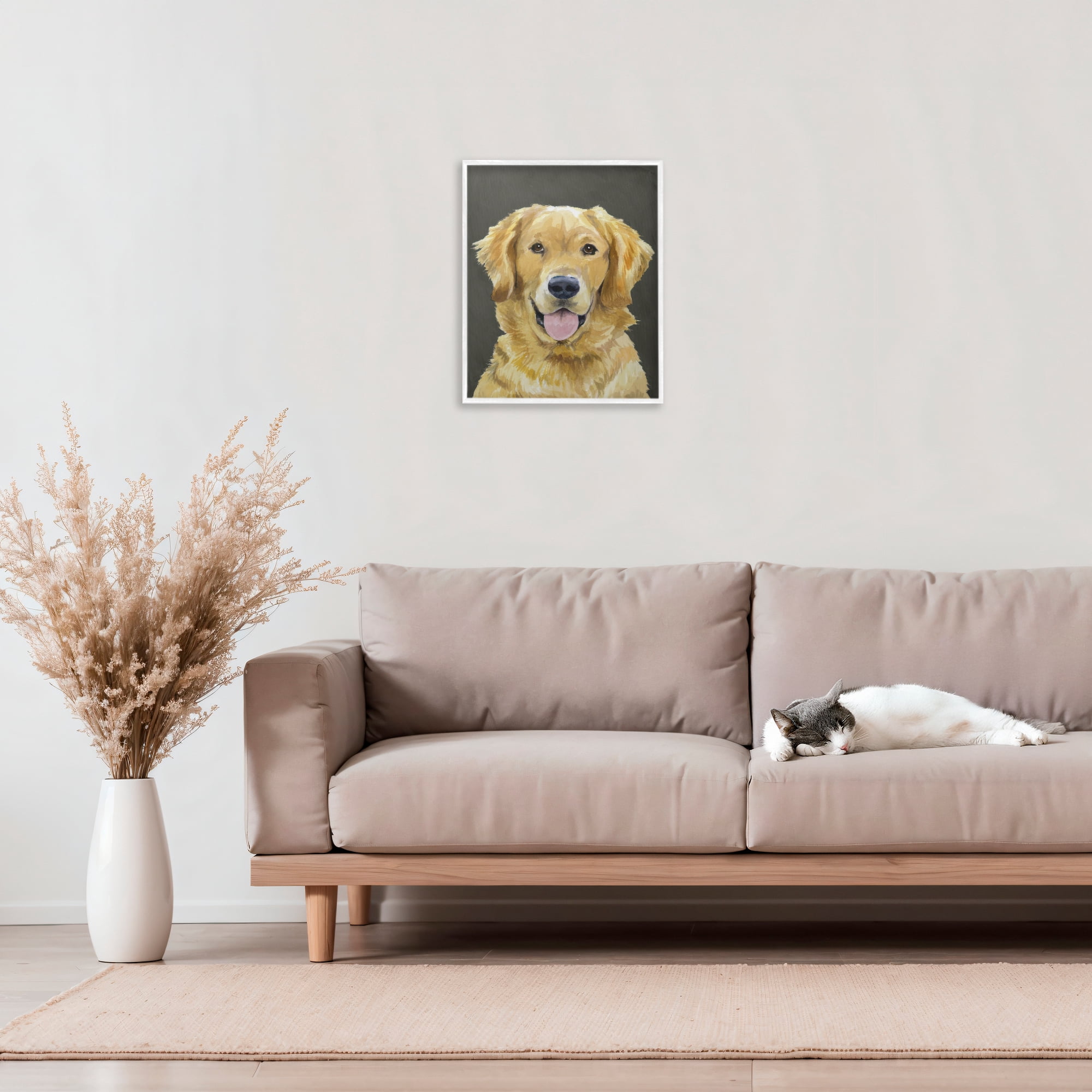Stupell Industries Joyful Golden Retriever Portrait White Framed Giclee Art, design by Lil' Rue