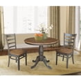 thumbnail image 3 of 36" Round Wood Extension Dining Table with 2 Chairs in Hickory/Washed Coal, 3 of 9