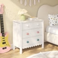 thumbnail image 2 of LAZZO 3-Drawer Nightstand, Modern Bedside Table with 2 Sets of Replacement Handles for Bedroom, White, 2 of 8
