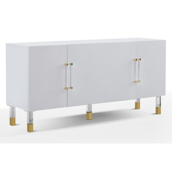 Best Master Furniture Quentin White Cabinet with Gold Acrylic Accents