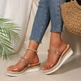 thumbnail image 4 of Womens Platform Wedge Sandals 2025 Summer Clear Bands Open Toe Espadrilles Heeled Slip on Dress Slippers, 4 of 6