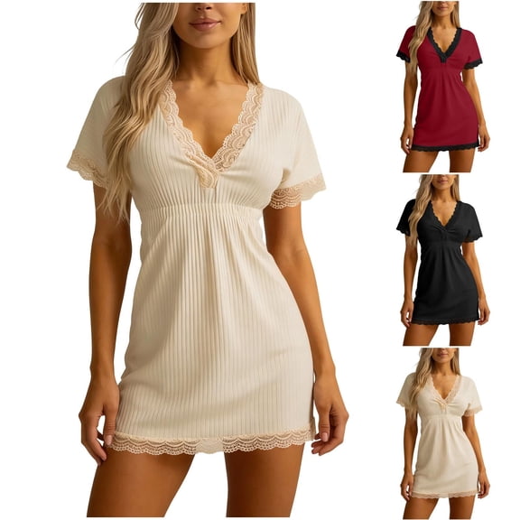 Naittoop Sleep Shirts for Women Short Sleeve Night Shirts for Sleeping Pullover Nightgown Soft Nightdress