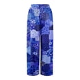 thumbnail image 5 of Dress Pants Women Petite High Waisted Wide Leg Summer Beach Vacation Pants Boho Lounge Casual Palazzo Trousers Royal Blue XL, 5 of 8