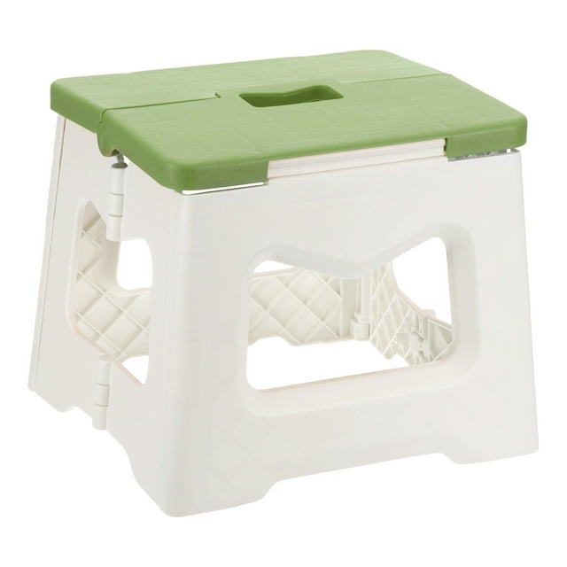 Uxcell Taburete de paso plegable de 8" para adultos, capacidad de 165 lbs, taburete antideslizante con mango, verde, pequeño