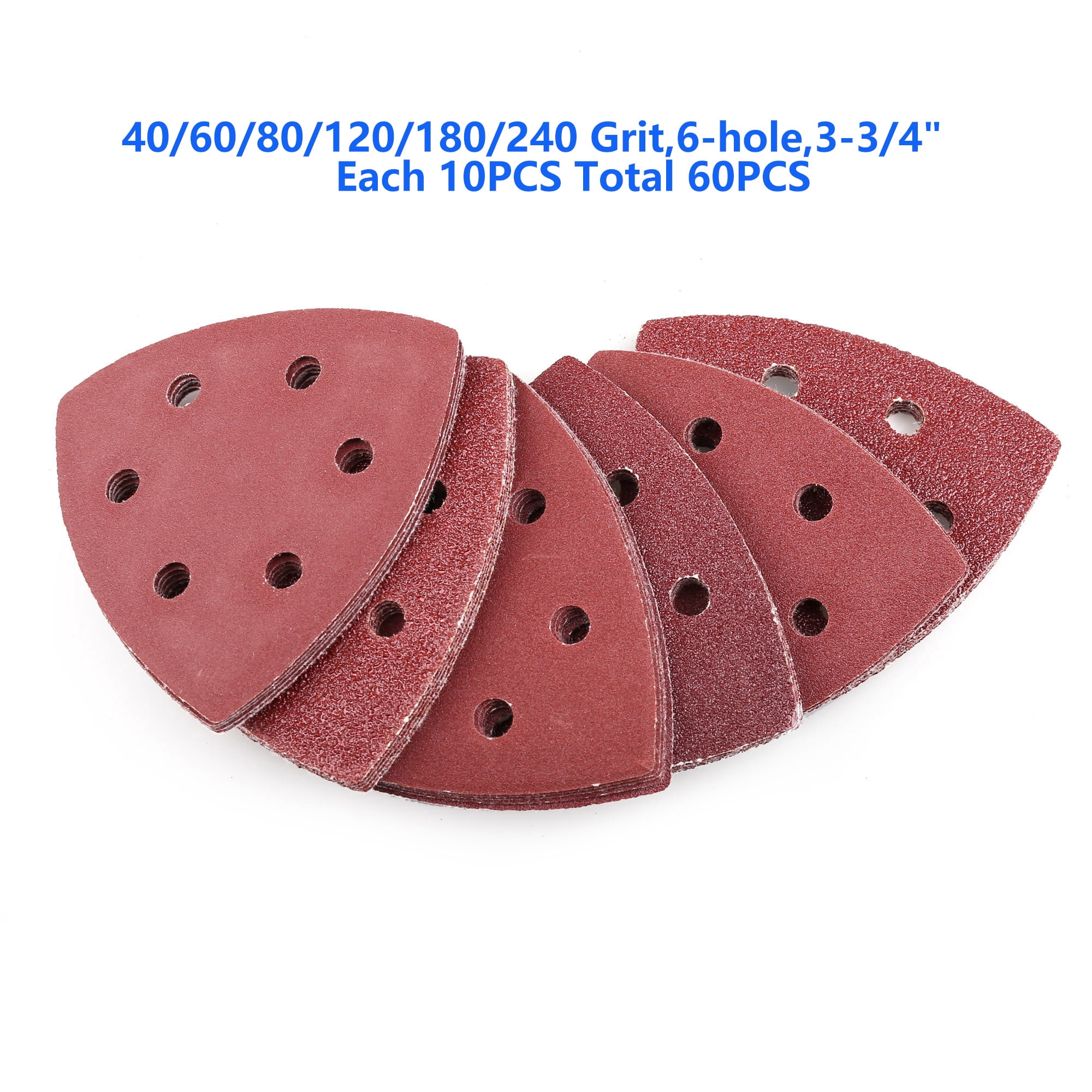 Mouse Detail Sander Sandpaper Sanding Pads Sheets by LotFancy, 5-Hole, Assorted 40/60/80/120/180/240/320 Grit, Pack of 70