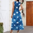 thumbnail image 5 of Women's Elegant Sleeveless Dress with Patriotic Print, V-Neck Loose Fit Design, Long Casual Sundress for Summer Outings,Light Blue S, 5 of 5