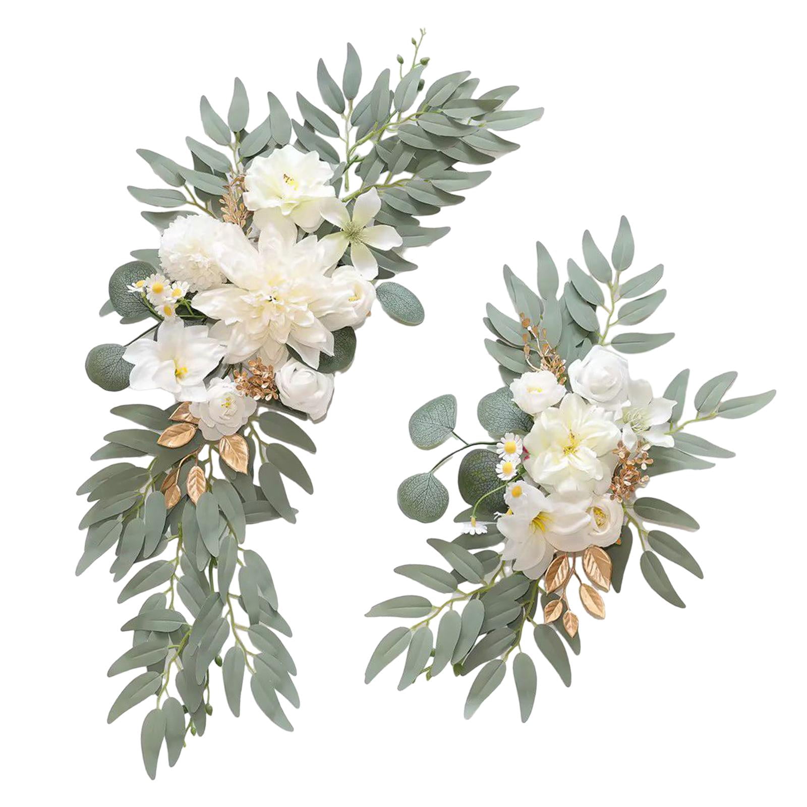 GUOOL 2 Pieces Wedding Arch Flowers Welcome Sign Decoration Corner Flowers Artificial Flowers for Ceremony Birthday Window Ornament White