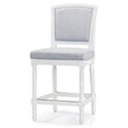 thumbnail image 2 of Charleston 26" White Counter-Height Bar Stool with Gray Upholstered Seat and Back, 2 of 8