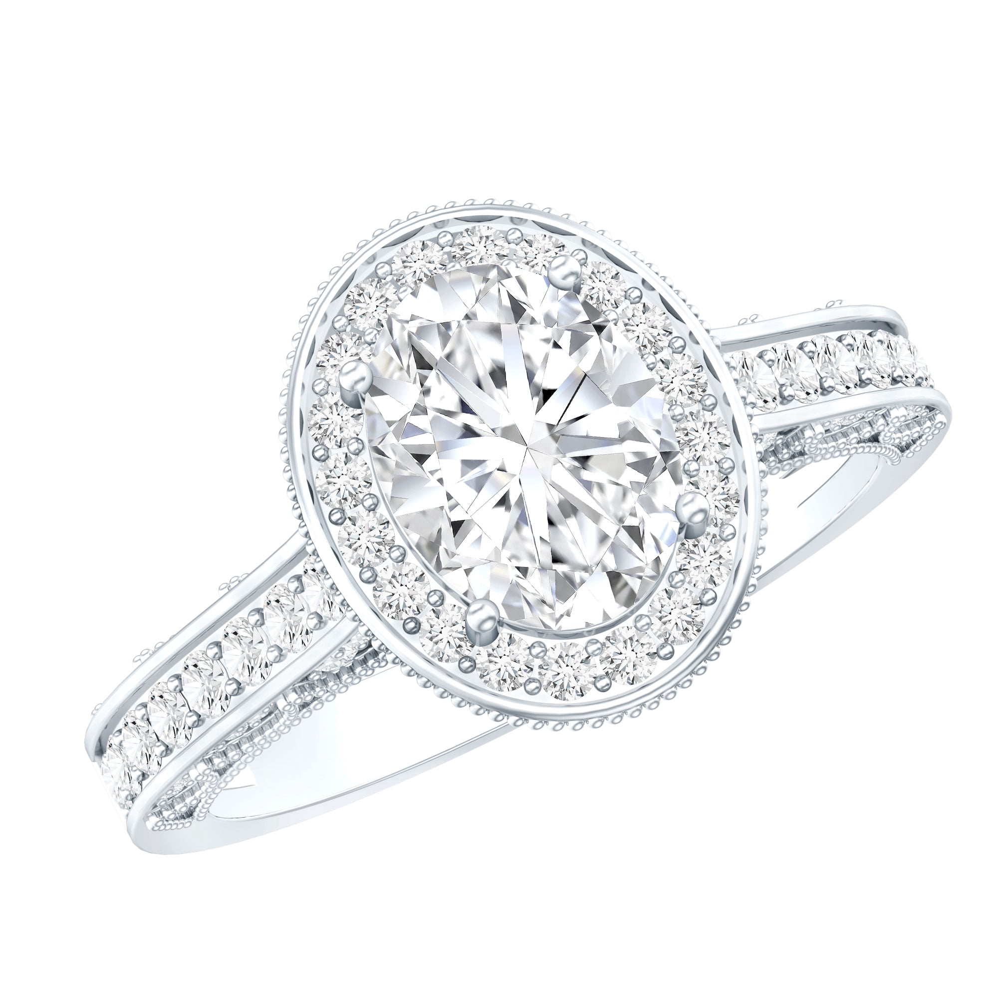 Rosec Jewels - 1.2 Ct Moissanite Oval Engagement Ring for Women (D-VS1 Quality) - Hallmark 925 Vintage Silver Ring - with Jewelry Box, US 5.00