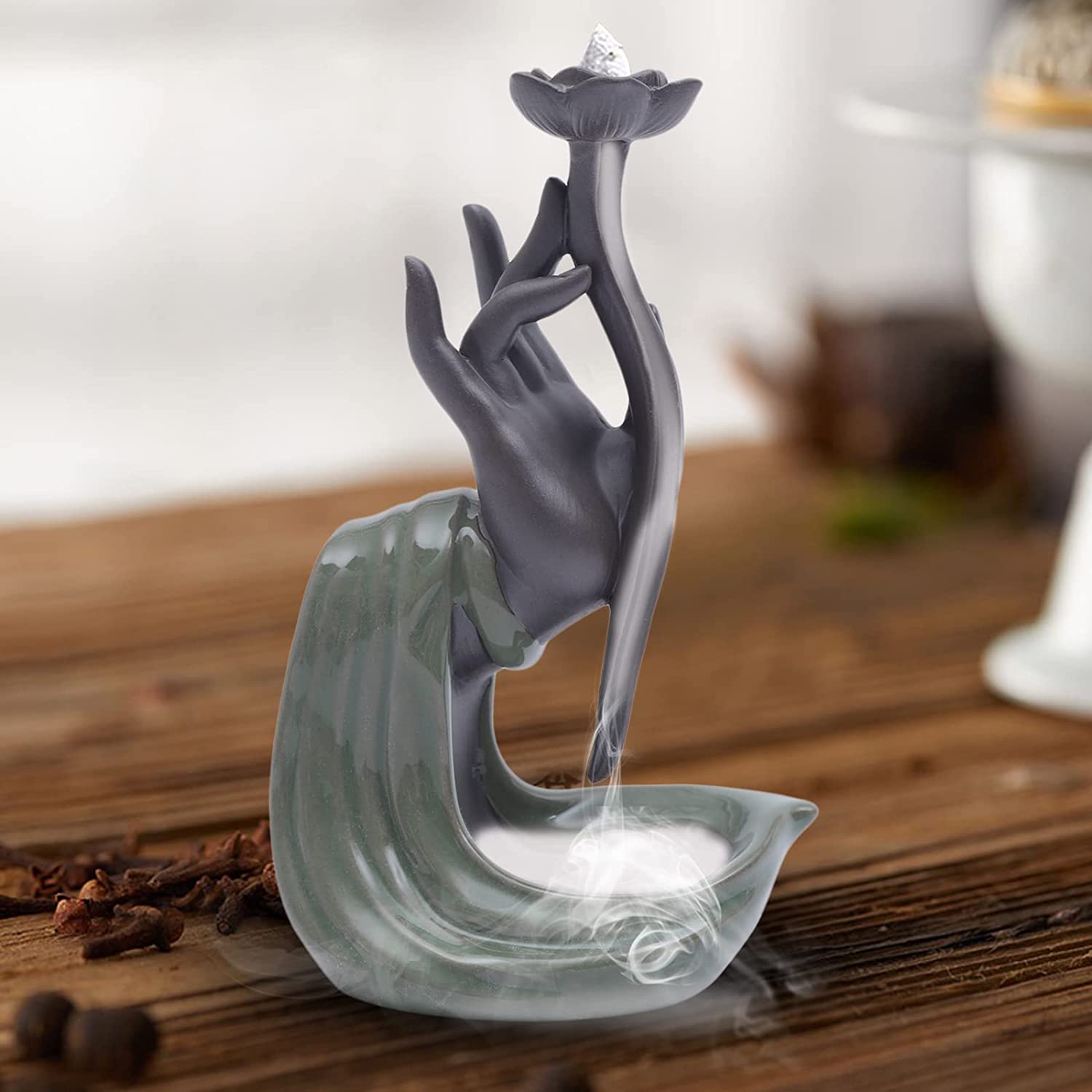 Waterfall Incense Holder Ceramic Waterfall Burner Buddha Hand Censer ...