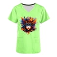 thumbnail image 5 of BiZtdJrK Womens Mardi Gras Scrubs 2025 Spring Scrub Tops Carnival Funny Graphic Shirts Casual V Neck Medical Nursing Uniforms with Pockets Green XXL on Sale Clearance, 5 of 6