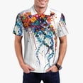 thumbnail image 5 of Yiaed Colorful Floral JellyfishPrint Men's Short Sleeve Polo Shirt,Golf Polo for Men Three-Button Golf Shirt Athletic Casual Collared T-Shirt- Medium, 5 of 7