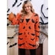 thumbnail image 5 of Cárdigan de Punto Holgado Informal de Larga con Botones para Mujer, con Diseño de Murciélago de Halloween. Color Naranja L, 5 of 10