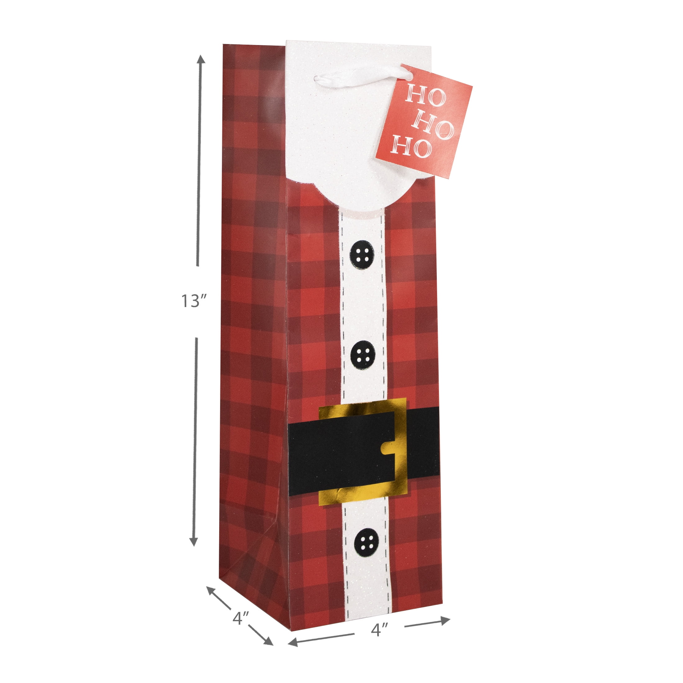 Holiday Time Red Santa Belt Small Wine Christmas Paper Gift Bag