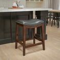 thumbnail image 2 of Flash Furniture Alphus 26'' High Backless Cappuccino Wood Counter Height Stool with Black LeatherSoft Saddle Seat, 2 of 12