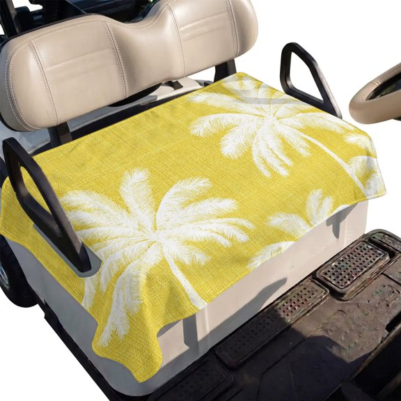 Golf Cart Seat Cover Tropical Palm Trees Club Car Golf Cart Seat Covers Soft Absorbent Golfcart Towel Blanket Yellow Linen Coastal Golf Seat Covers for Cart Decor Fits 2 & 4 Passenger 51"x31"