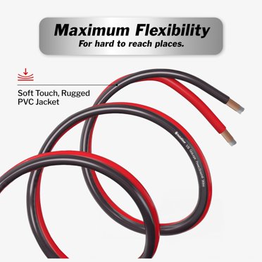 Xscorpion 4 Gauge 25ft Black Power/Ground Wire – OFC Copper – Marine Grade – 4 AWG – USA